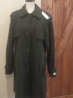 Calvin Klein Black Trench Coat with Button Front
